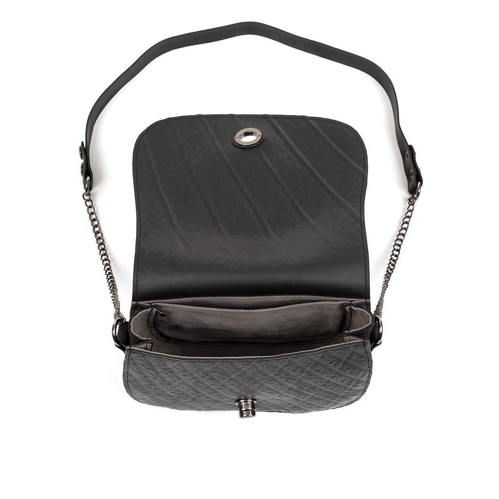 Becca Classic Black Vegan Saddle Bag