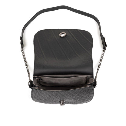 Becca Classic Black Vegan Saddle Bag